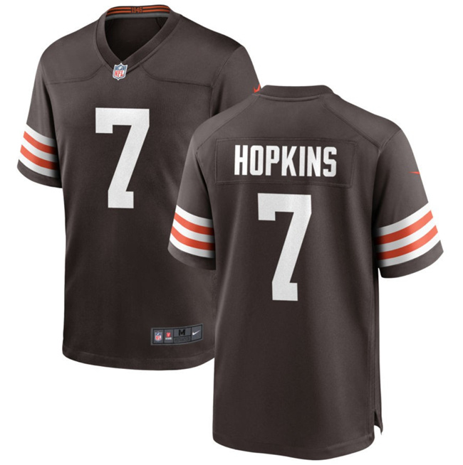 Men's Cleveland Browns #7 Dustin Hopkins Brown Football Stitched Game Jersey
